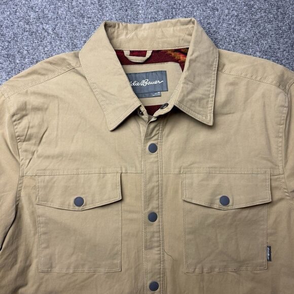 Eddie Bauer Jacket Tan Medium Voyager Fleece Aztec Print Lined Snap Jacket - Picture 2 of 10